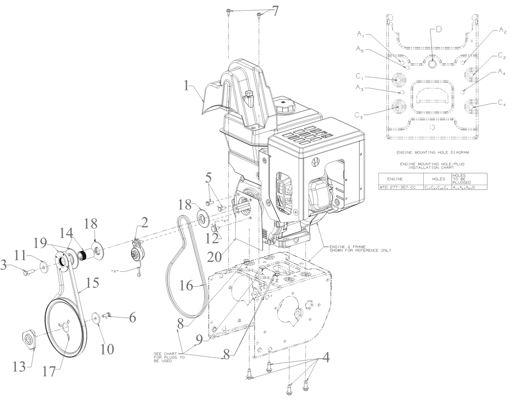 Engine Drive Diagram and Parts List for 3X26-INCHTRAC (31AH7JVXB10)(2023) Cub Cadet Snow Blower